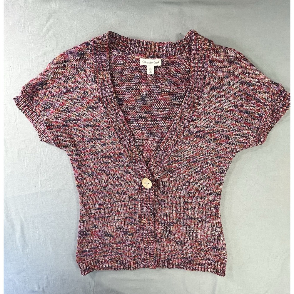 Coldwater Creek knit cardigan featuring a marled multi-color Single Button Small
